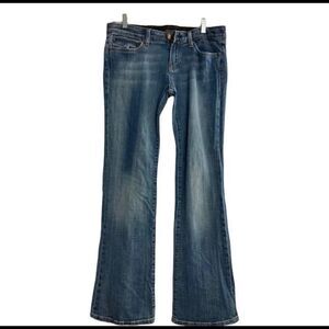 REROCK FOR EXPRESS, BootCut Size 8, Jeans Embroidered, pockets, distressed.